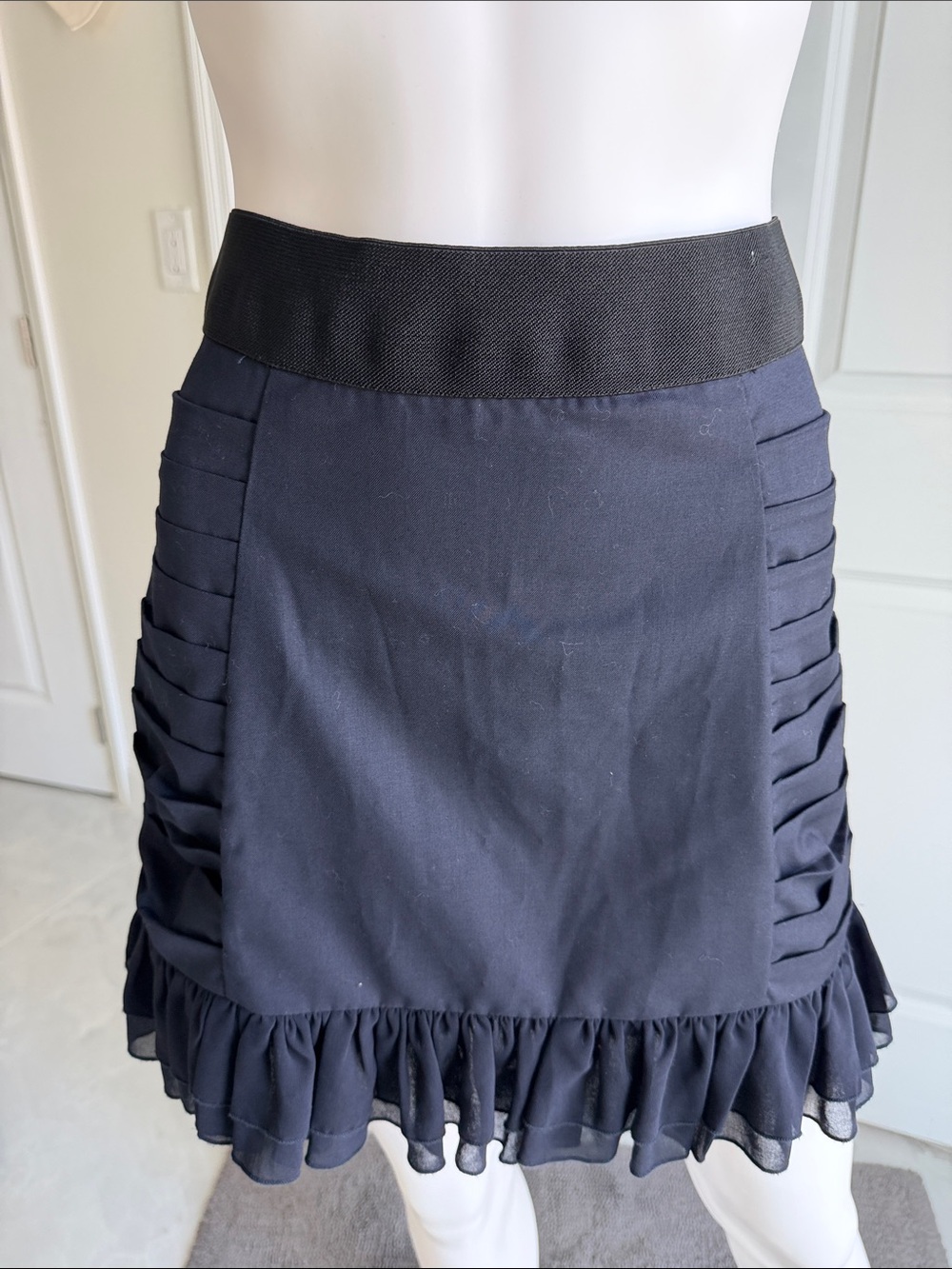 Twelve by Twelve Black Ruffle Hem A-Line Skirt
